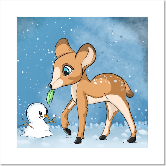 Snowy Deer Wall Art by Make_them_rawr